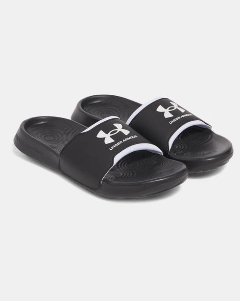 Under Armour Slide's כפכפי אנדר ארמור בצבע שחור לוגו לבן